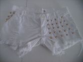 shorts jeans customizado branco, tamanho 38/40